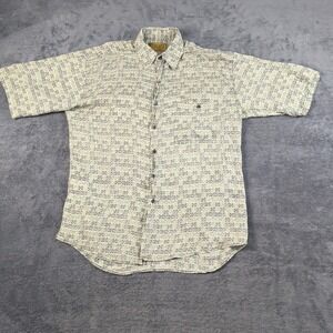 UTOPIA Vintage Mens XL 100% Silk Ultralightweight Short Sleeve Shirt Geometric